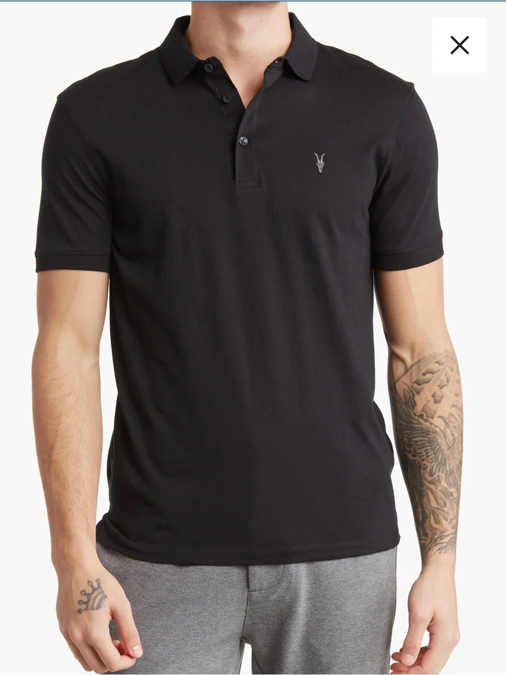 All Saints Vidal Logo Black Polo Shirt Men’s S